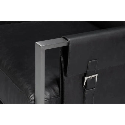 Sarreid Edmonds Distilled Leather & Iron Black Arm Chair