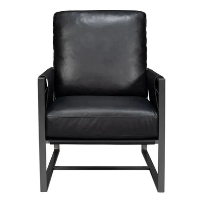 Sarreid Edmonds Distilled Leather & Iron Black Arm Chair