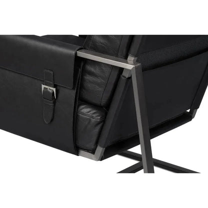 Sarreid Edmonds Distilled Leather & Iron Black Arm Chair
