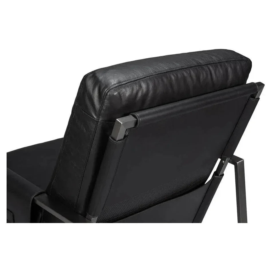 Sarreid Edmonds Distilled Leather & Iron Black Arm Chair