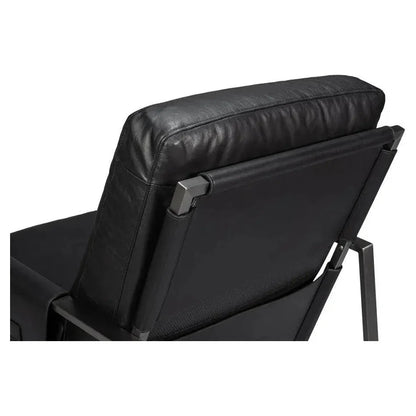 Sarreid Edmonds Distilled Leather & Iron Black Arm Chair