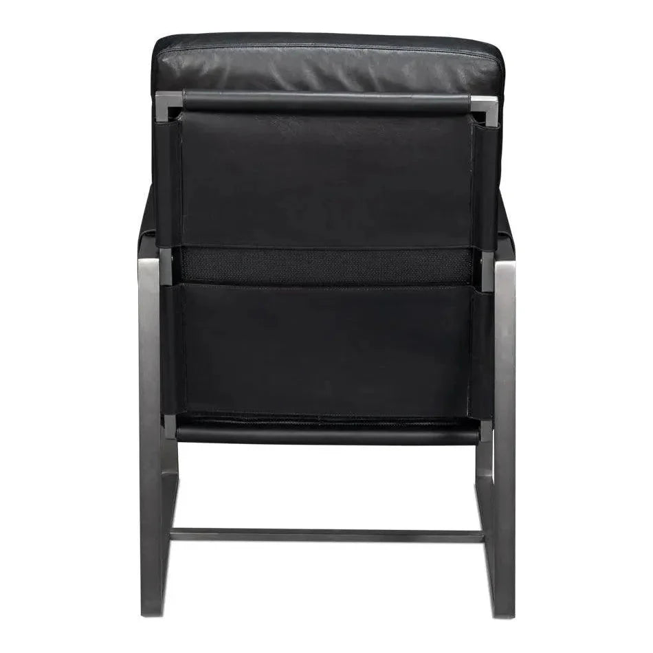 Sarreid Edmonds Distilled Leather & Iron Black Arm Chair