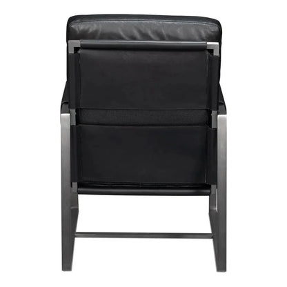 Sarreid Edmonds Distilled Leather & Iron Black Arm Chair