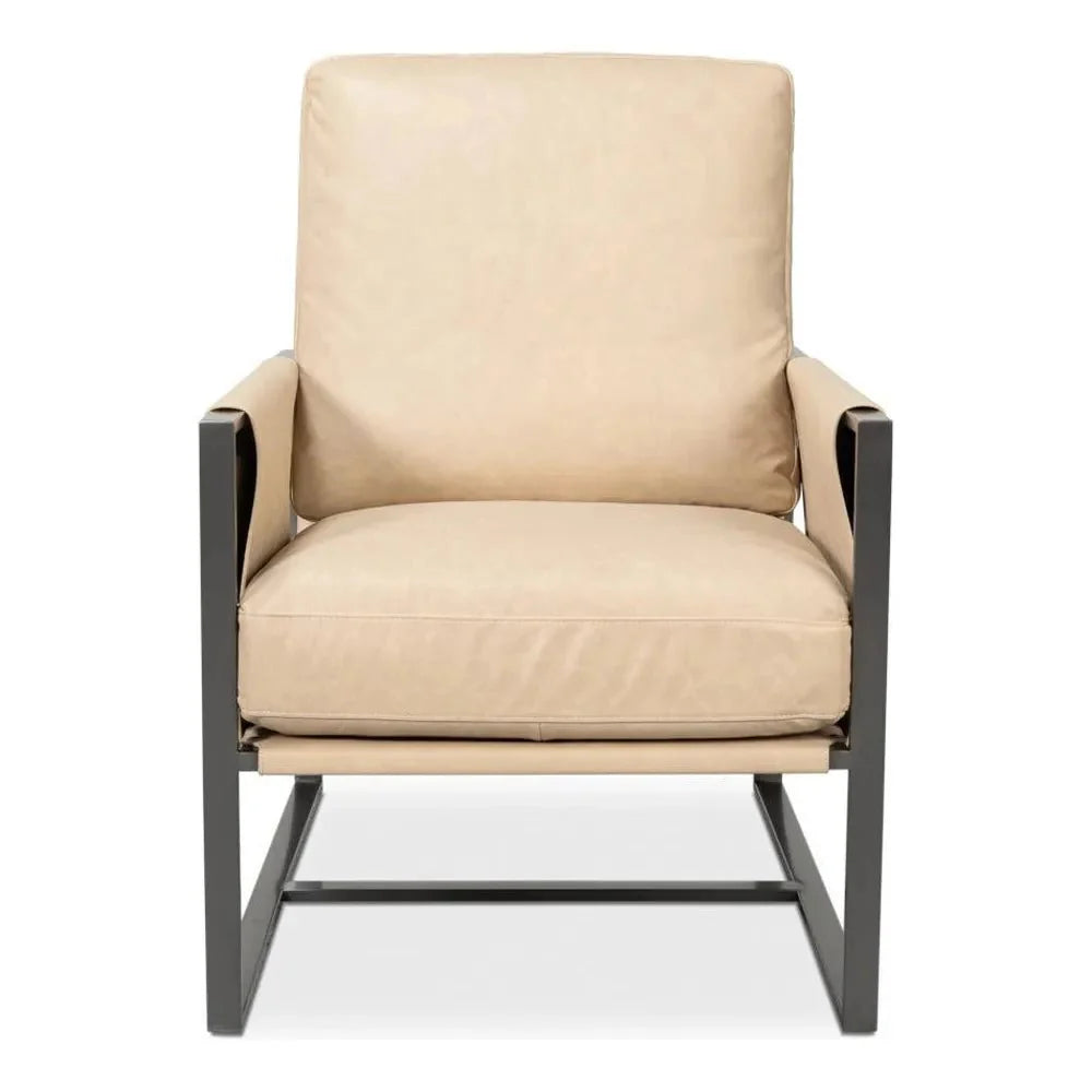 Edmonds Leather Upholstery Luxury Leather Chair - LOOMLAN - Sarreid - Accent Chairs