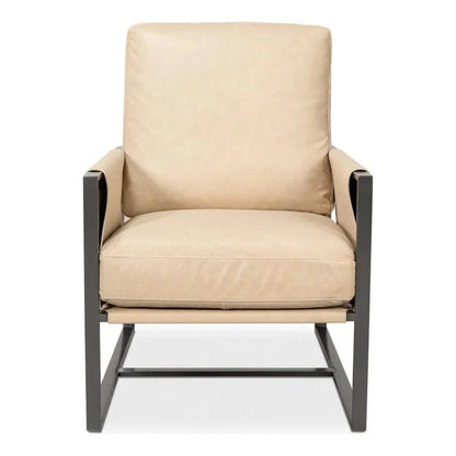 Edmonds Leather Upholstery Luxury Leather Chair - LOOMLAN - Sarreid - Accent Chairs