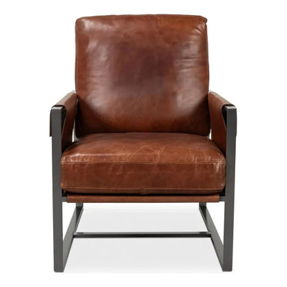 Edmonds Leather Upholstery Luxury Leather Chair - LOOMLAN - Sarreid - Accent Chairs