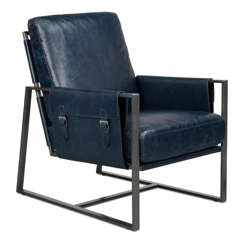 Edmonds Leather Upholstery Luxury Leather Chair - LOOMLAN - Sarreid - Accent Chairs