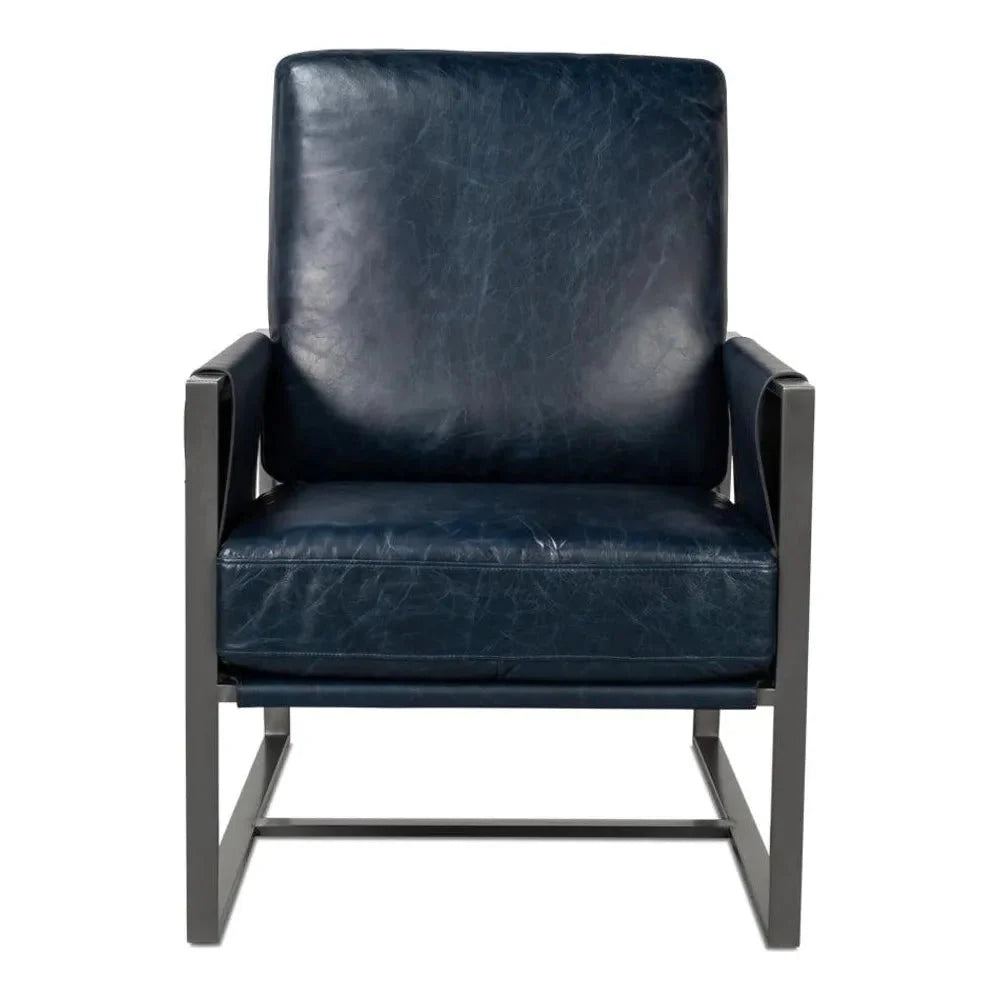 Edmonds Leather Upholstery Luxury Leather Chair - LOOMLAN - Sarreid - Accent Chairs