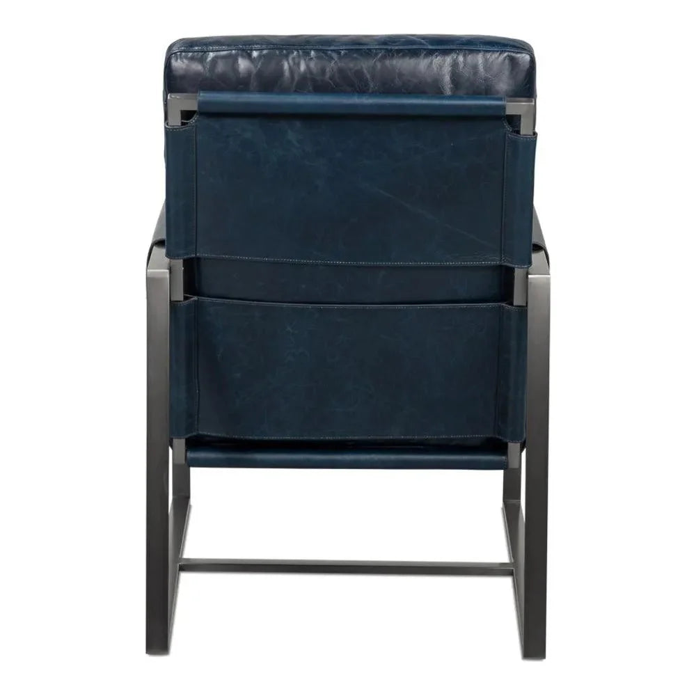 Edmonds Leather Upholstery Luxury Leather Chair - LOOMLAN - Sarreid - Accent Chairs