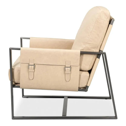 Edmonds Leather Upholstery Luxury Leather Chair - LOOMLAN - Sarreid - Accent Chairs