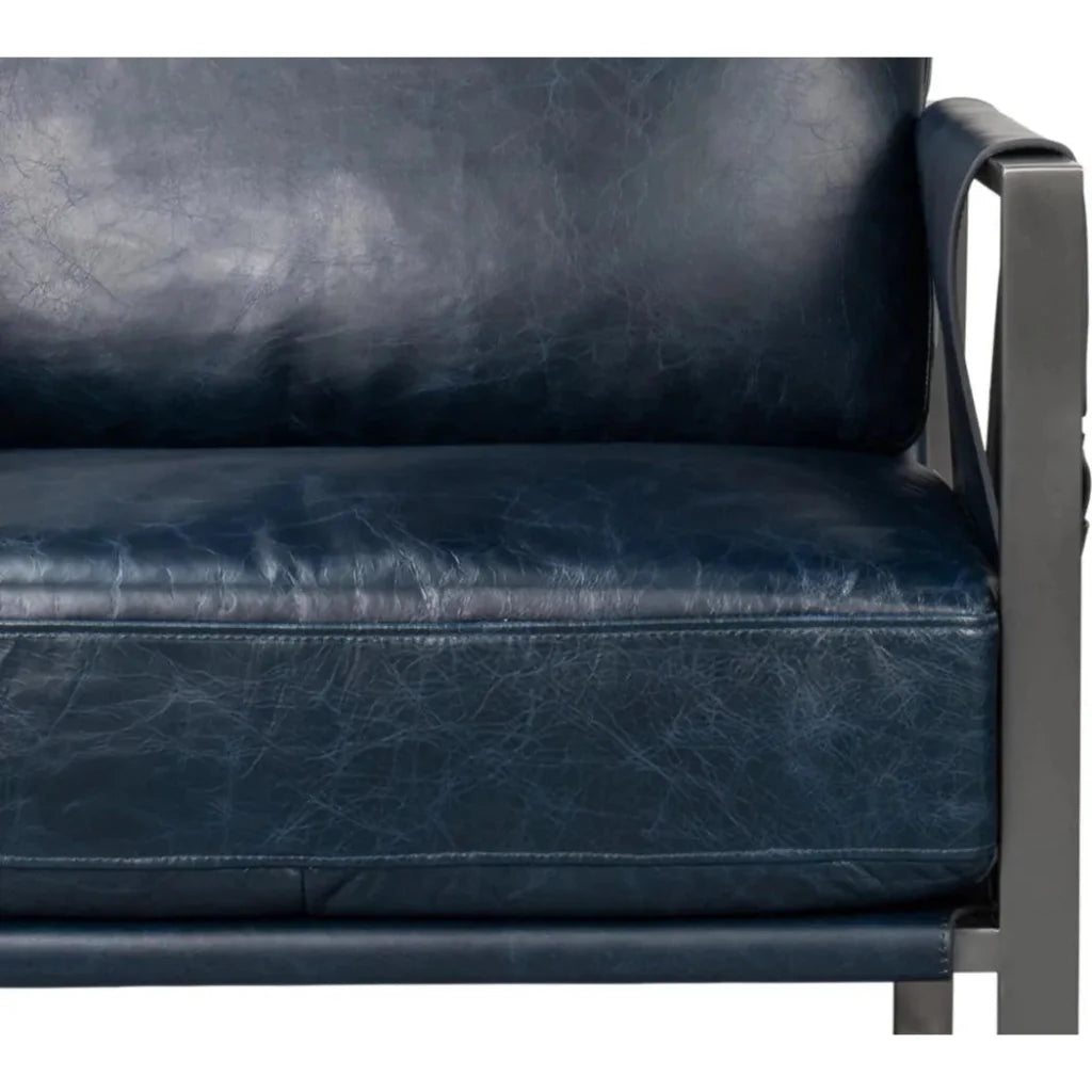 Edmonds Leather Upholstery Luxury Leather Chair - LOOMLAN - Sarreid - Accent Chairs