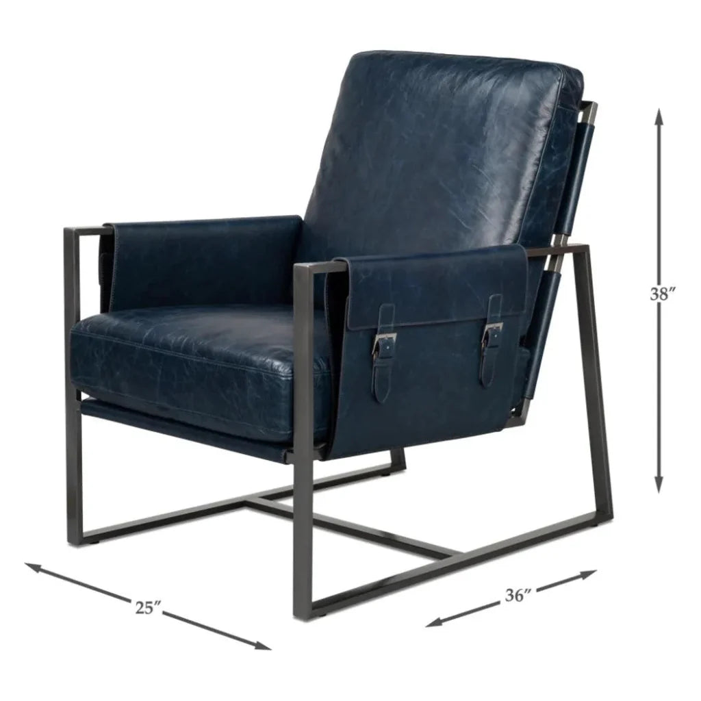 Edmonds Leather Upholstery Luxury Leather Chair - LOOMLAN - Sarreid - Accent Chairs