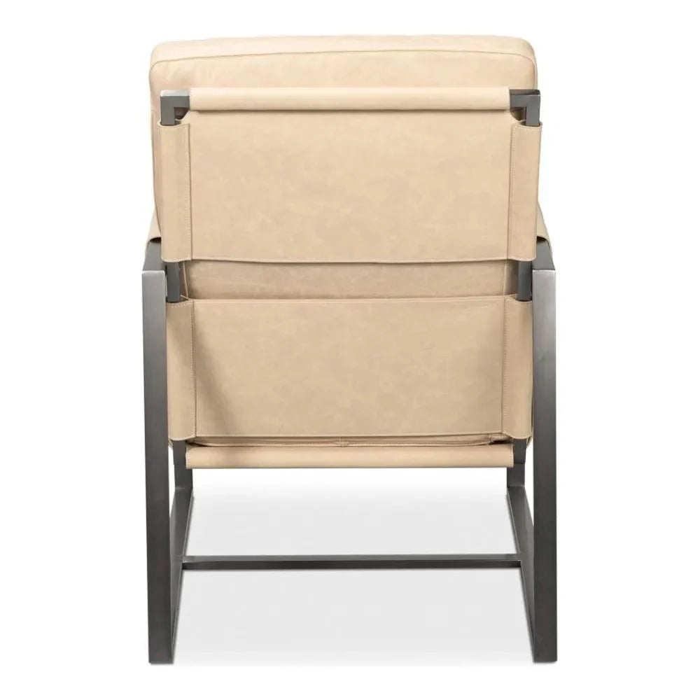 Edmonds Leather Upholstery Luxury Leather Chair - LOOMLAN - Sarreid - Accent Chairs