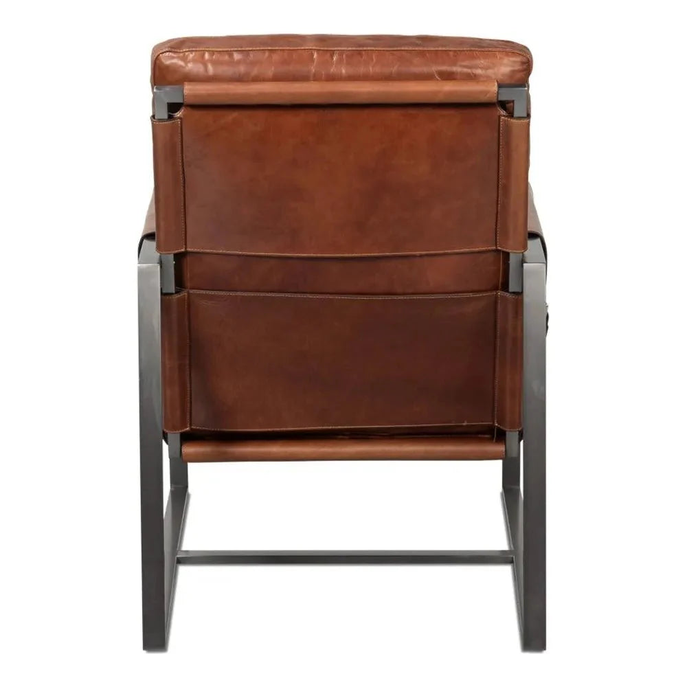 Edmonds Leather Upholstery Luxury Leather Chair - LOOMLAN - Sarreid - Accent Chairs