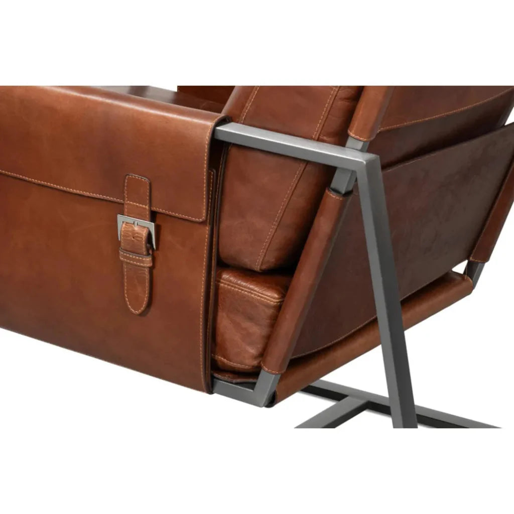 Edmonds Leather Upholstery Luxury Leather Chair - LOOMLAN - Sarreid - Accent Chairs