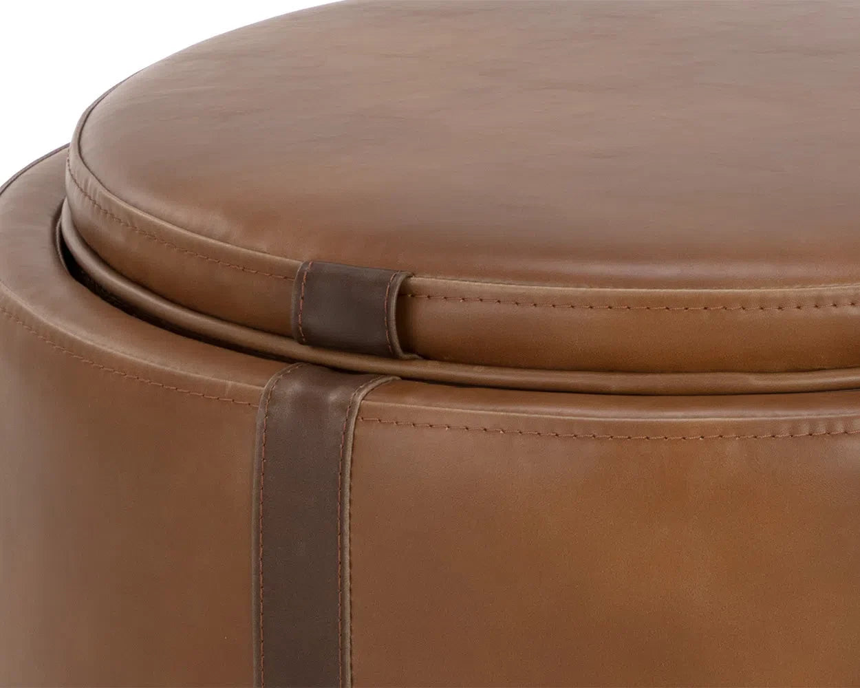 Borelli Leather Upholstered Round Storage Ottoman