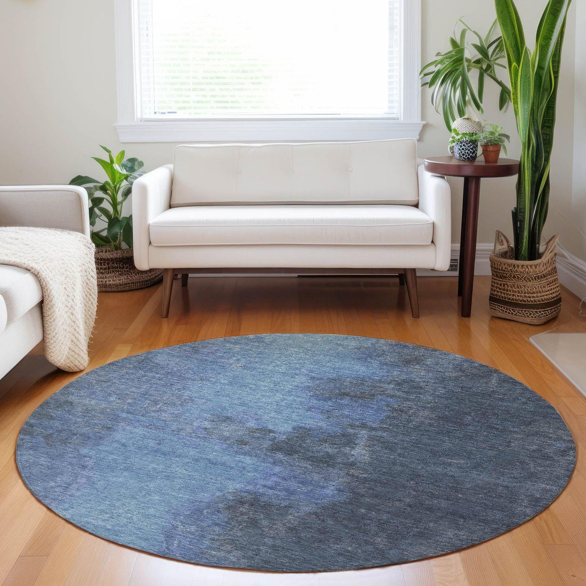 Iriion Blue Washable Indoor-Outdoor Rug