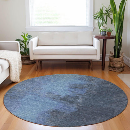 Iriion Blue Washable Indoor-Outdoor Rug