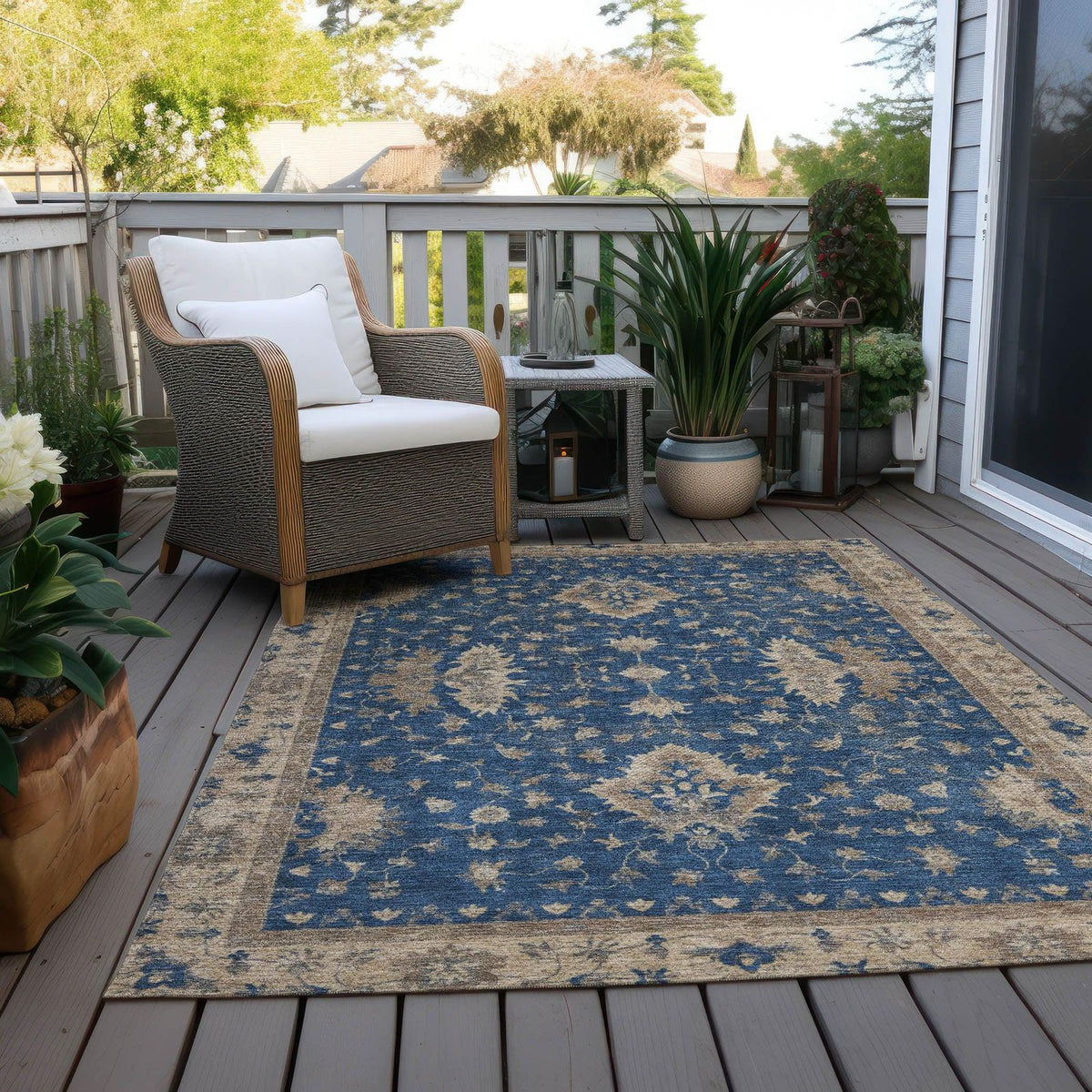 Iriaris Navy Washable Indoor-Outdoor Rug -- navy
