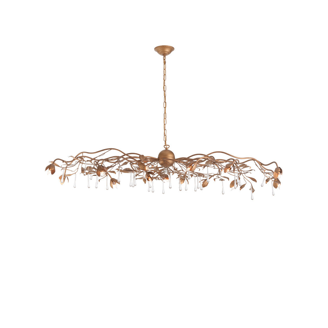 Bay Laurel Leaf Crystal Golden Chandelier