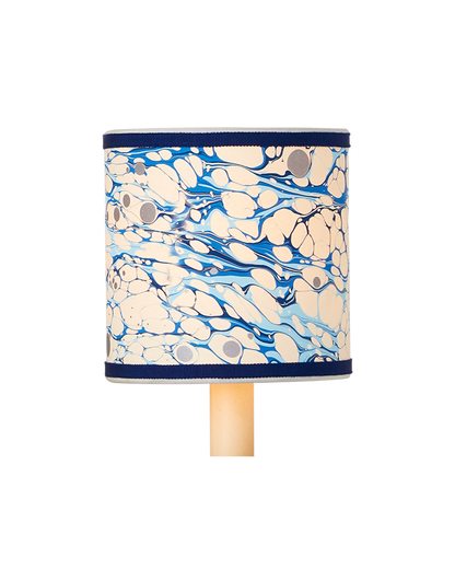 Marble Blue Lace Paper Drum Chandelier Shade