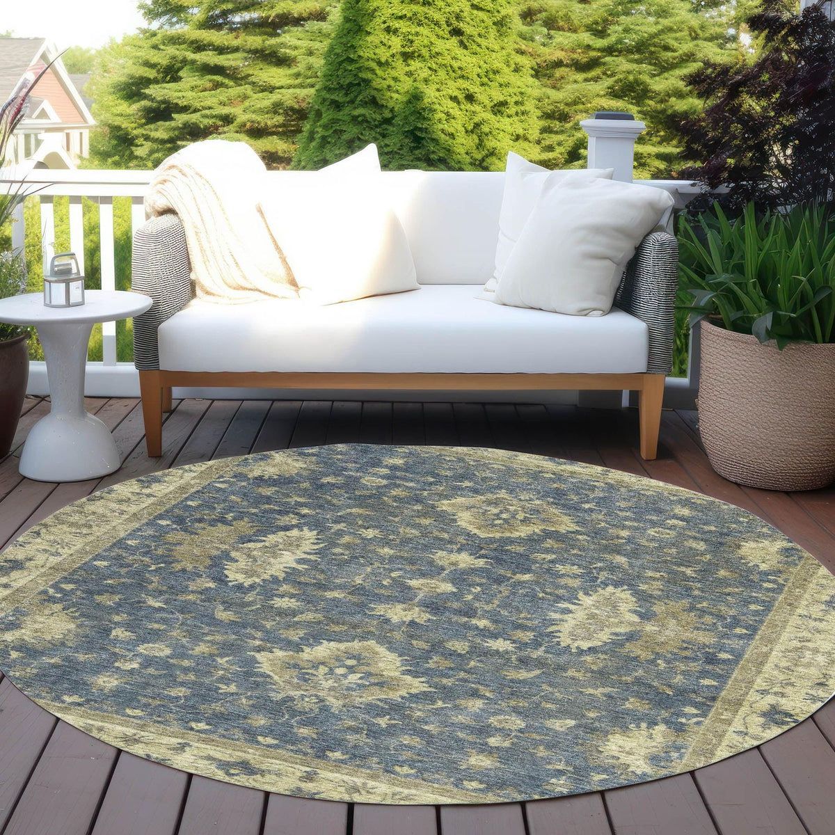 Iriaris Blue Washable Indoor-Outdoor Rug