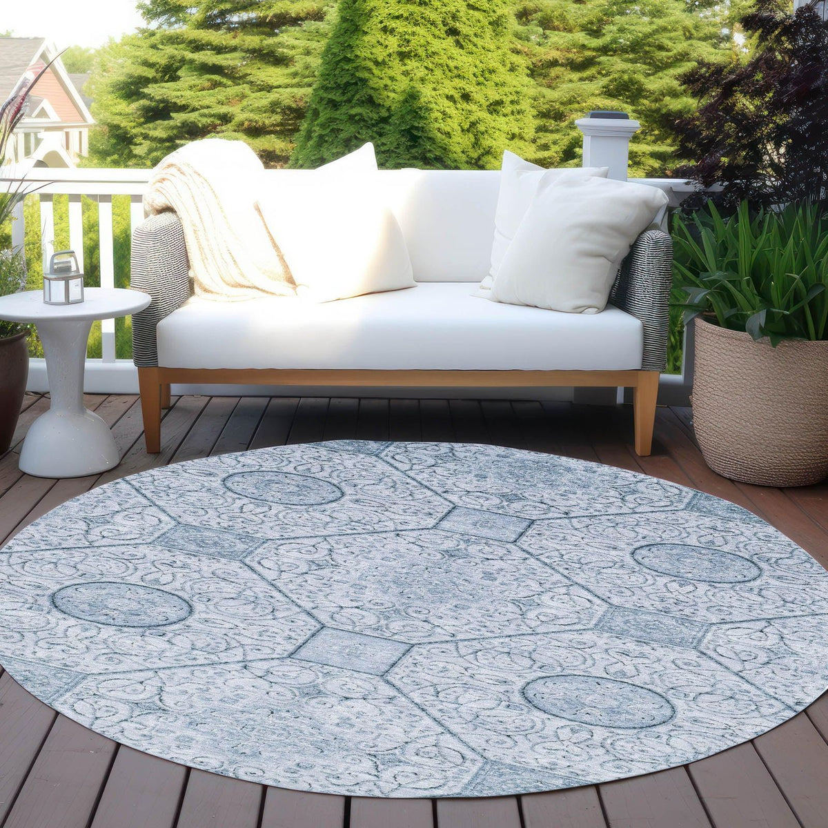 Iriora Blue Washable Indoor-Outdoor Rug