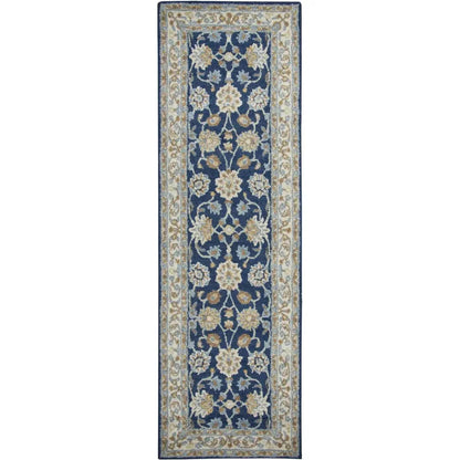 Baia Wool Blue Hallway Kitchen Runner Rug