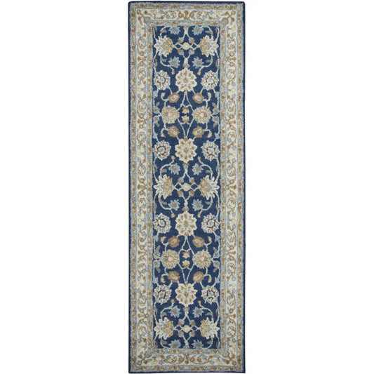 LOOMLAN Baia Wool Blue Hallway Kitchen Runner Rug