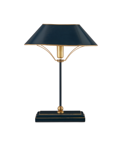 Daphne Iron and Wood Navy Blue Table Lamp