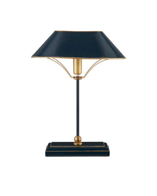 Daphne Iron and Wood Navy Blue Table Lamp