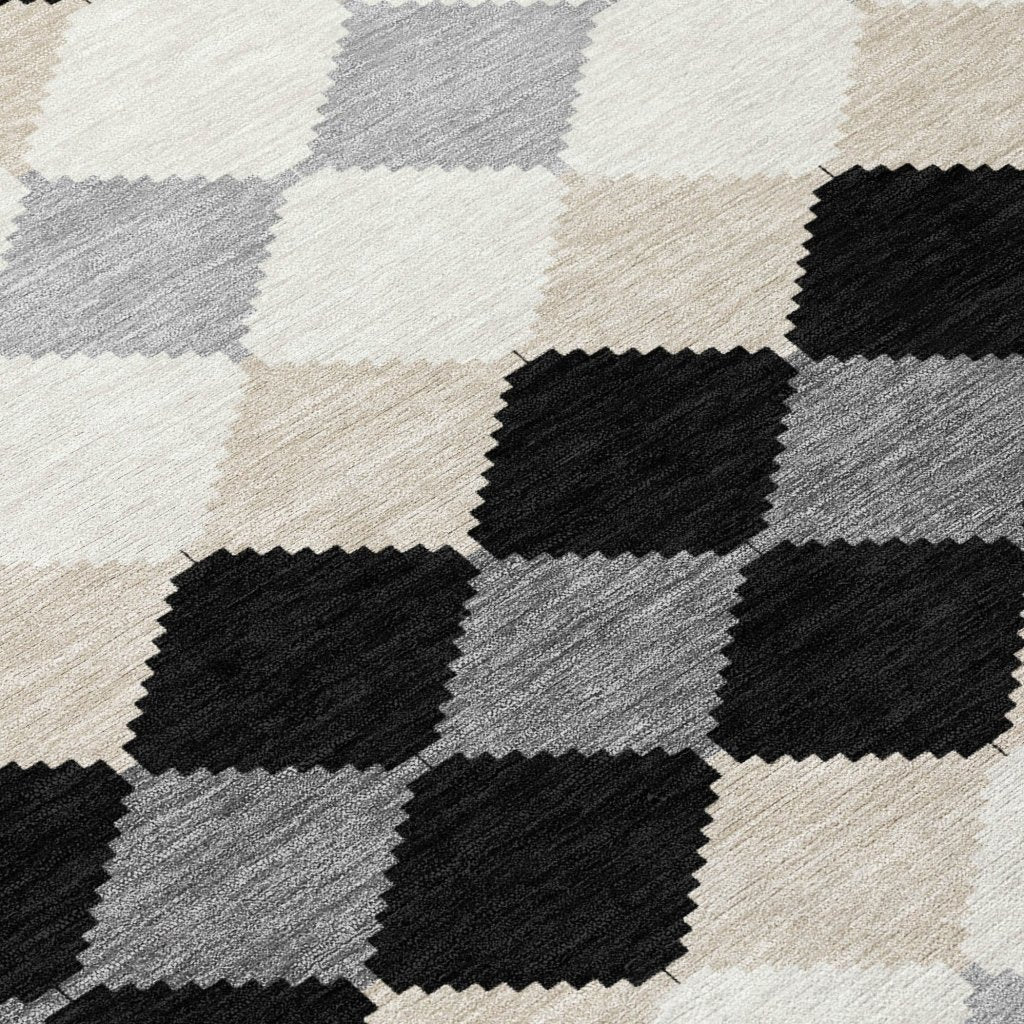 LOOMLAN Rugs Eira Black Washable Indoor-Outdoor Rug