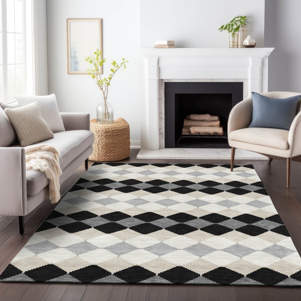 LOOMLAN Rugs Eira Black Washable Indoor-Outdoor Rug