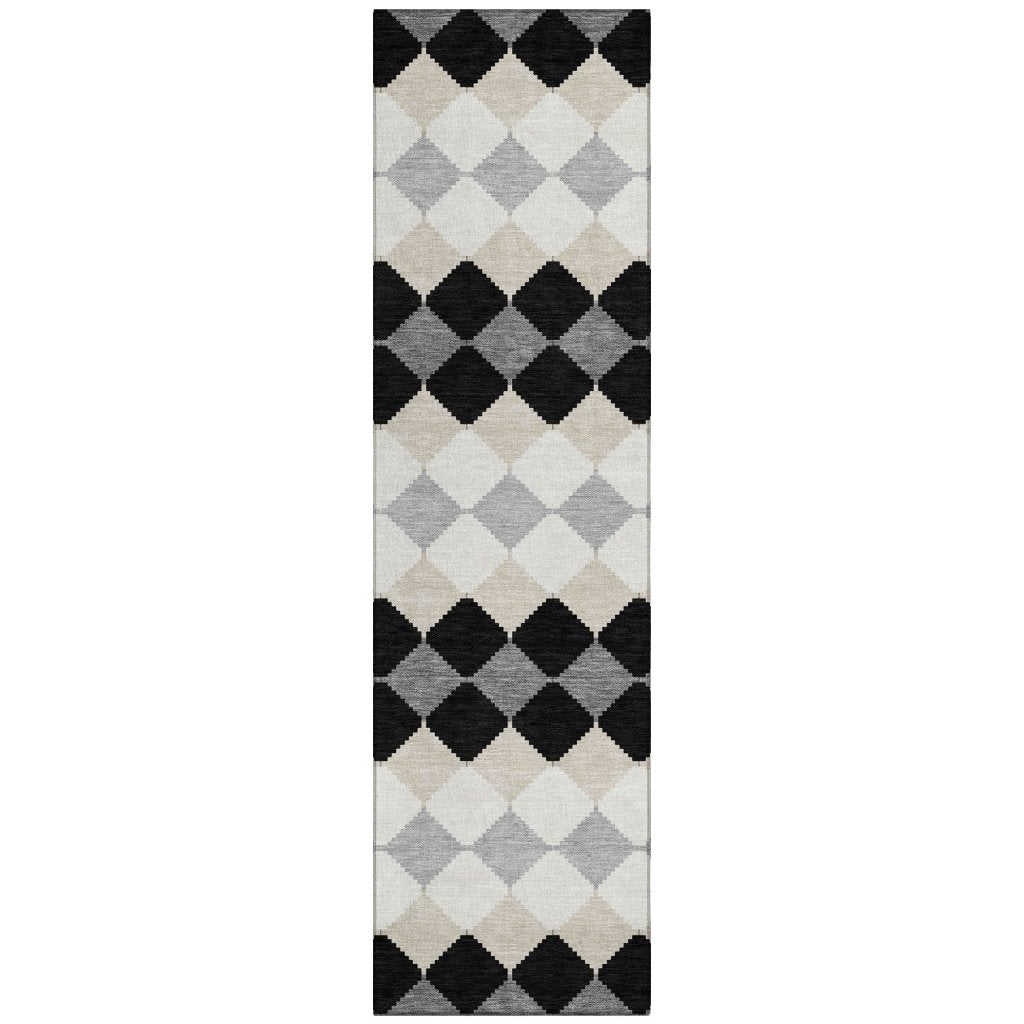 LOOMLAN Rugs Eira Black Washable Indoor-Outdoor Rug