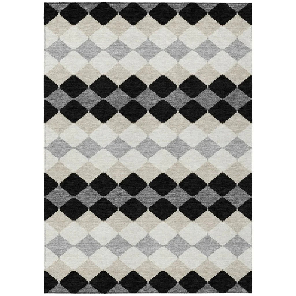 LOOMLAN Rugs Eira Black Washable Indoor-Outdoor Rug