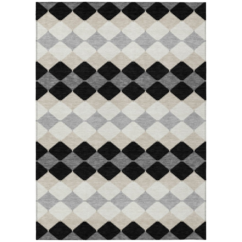 LOOMLAN Rugs Eira Black Washable Indoor-Outdoor Rug