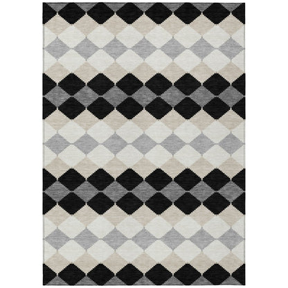 LOOMLAN Rugs Eira Black Washable Indoor-Outdoor Rug