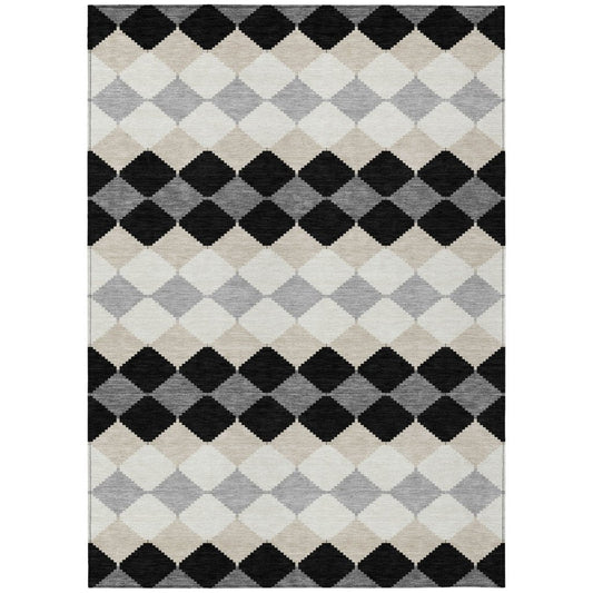 LOOMLAN Rugs Eira Black Washable Indoor-Outdoor Rug