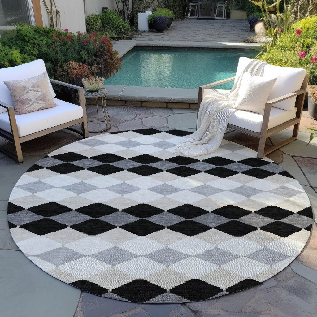 LOOMLAN Rugs Eira Black Washable Indoor-Outdoor Rug