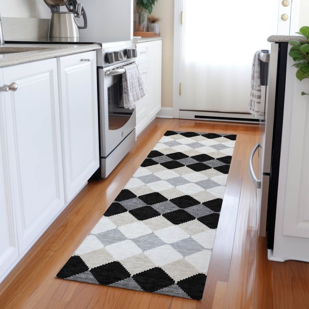 LOOMLAN Rugs Eira Black Washable Indoor-Outdoor Rug