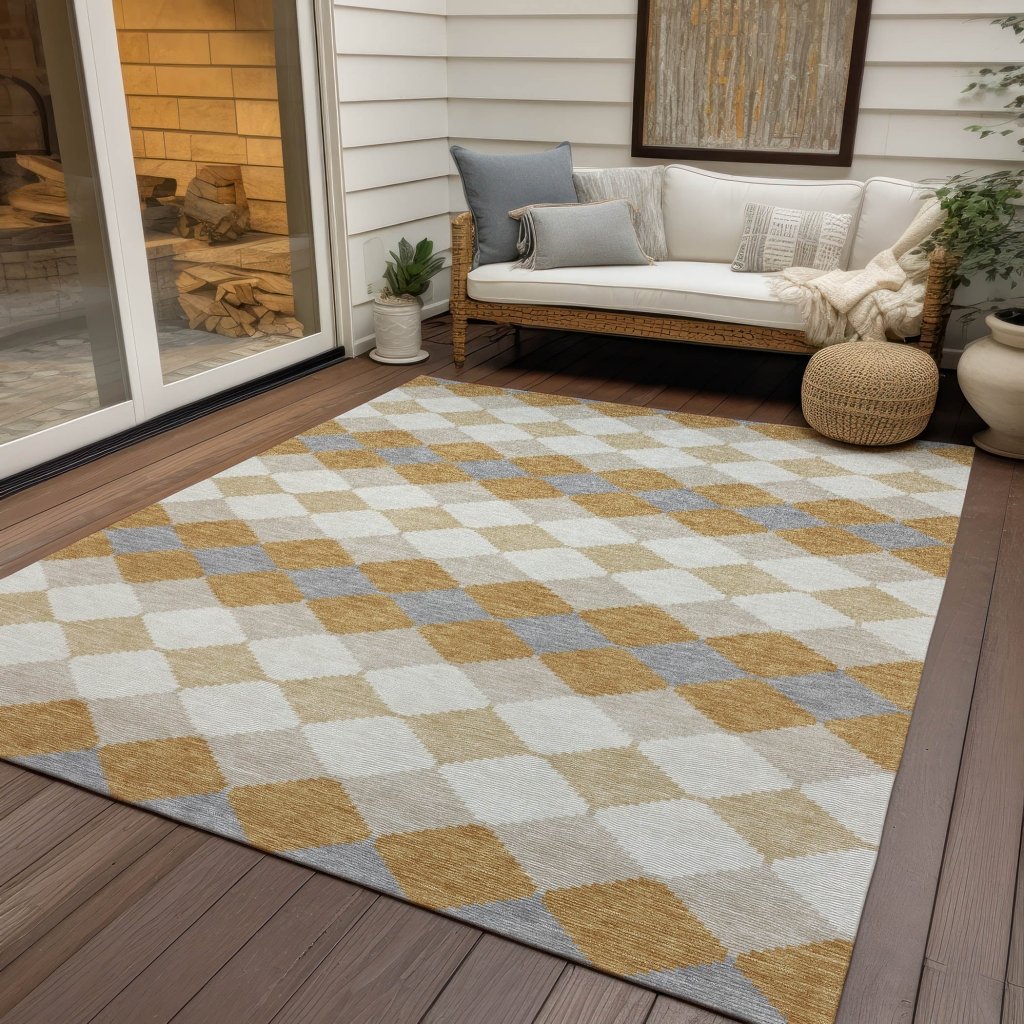 LOOMLAN Rugs Eira Gold Washable Indoor-Outdoor Rug