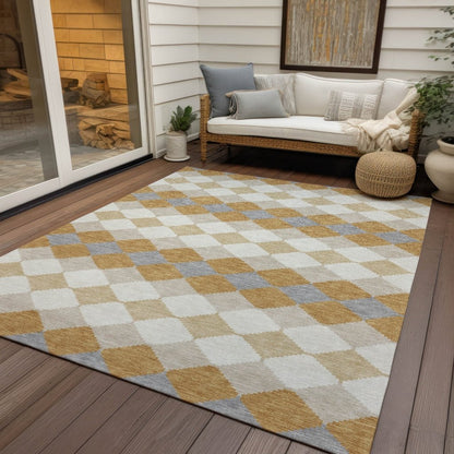 LOOMLAN Rugs Eira Gold Washable Indoor-Outdoor Rug