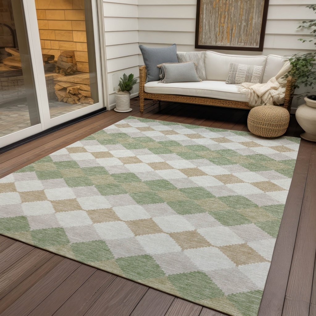 LOOMLAN Rugs Eira Green Washable Indoor-Outdoor Rug