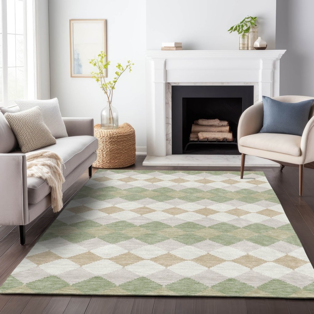 LOOMLAN Rugs Eira Green Washable Indoor-Outdoor Rug