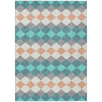LOOMLAN Rugs Eira Teal Washable Indoor-Outdoor Rug