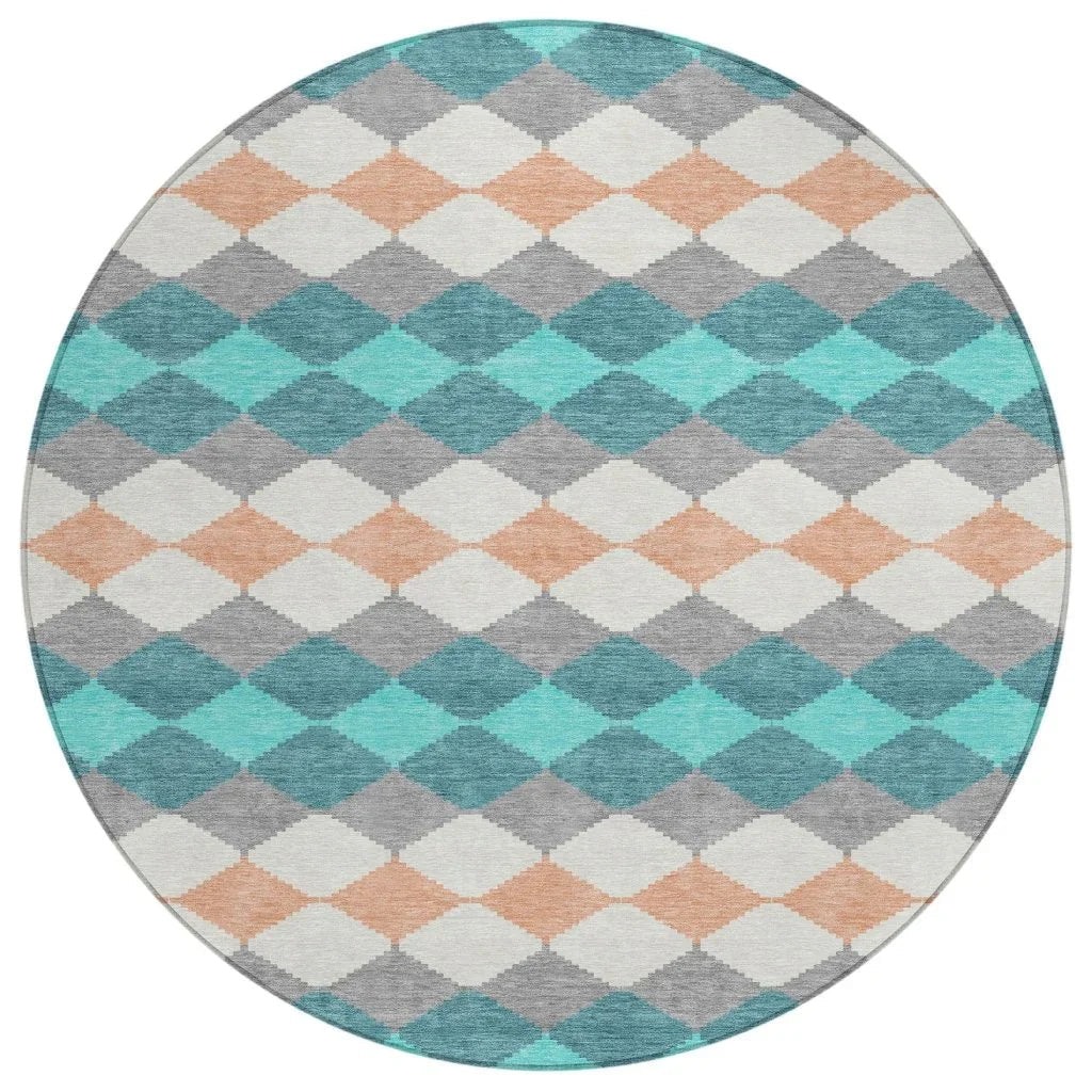 LOOMLAN Rugs Eira Teal Washable Indoor-Outdoor Rug