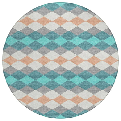 LOOMLAN Rugs Eira Teal Washable Indoor-Outdoor Rug