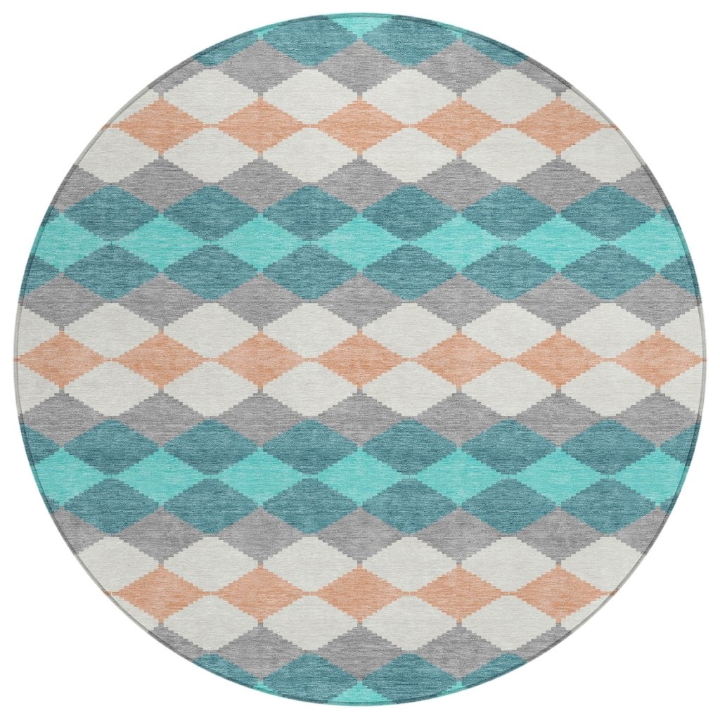 LOOMLAN Rugs Eira Teal Washable Indoor-Outdoor Rug