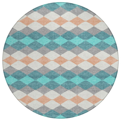 LOOMLAN Rugs Eira Teal Washable Indoor-Outdoor Rug