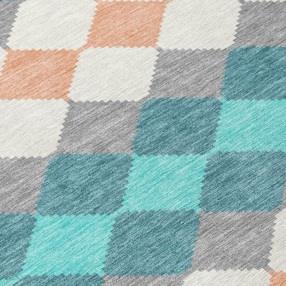 LOOMLAN Rugs Eira Teal Washable Indoor-Outdoor Rug